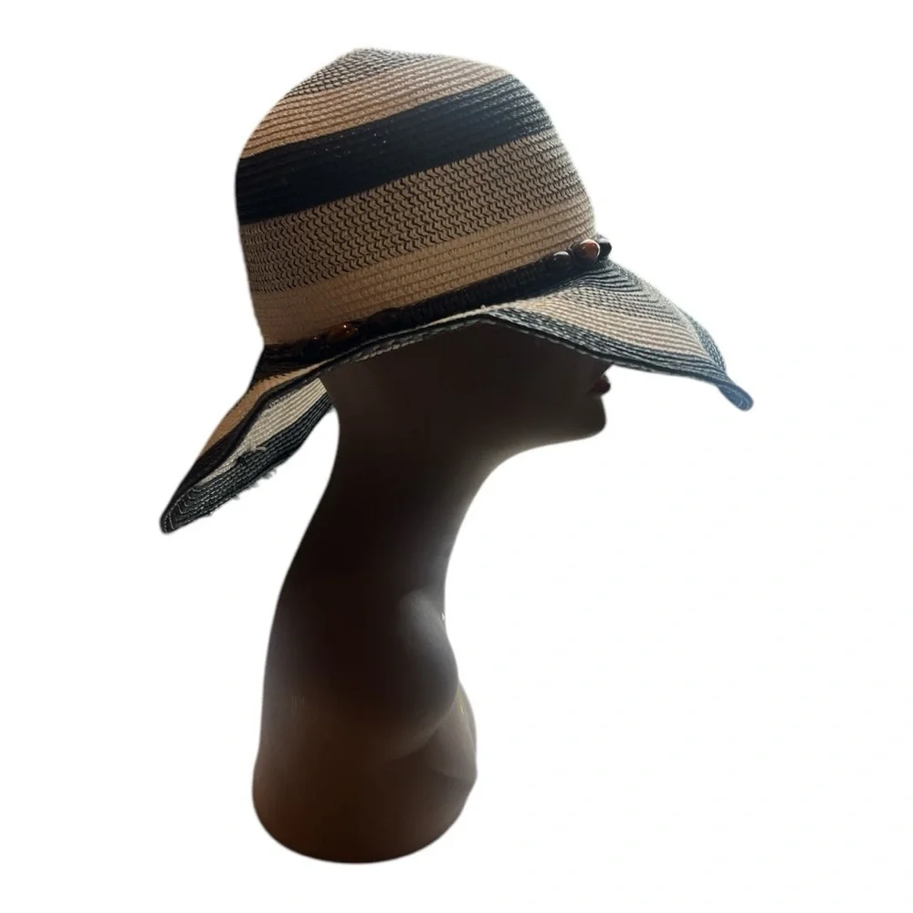 Cruise Club Stylish Floppy Black and White Wide Brim Hat